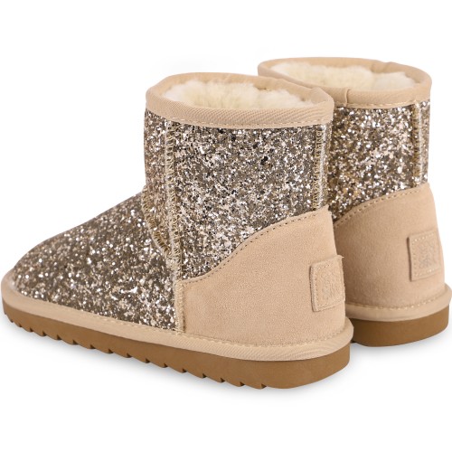 Glittery Winter Boots with Faux Fur Interior in Golden