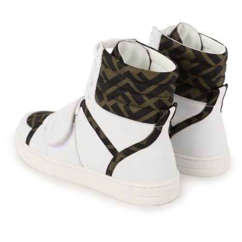 Ankle High FF Print Sneakers in White