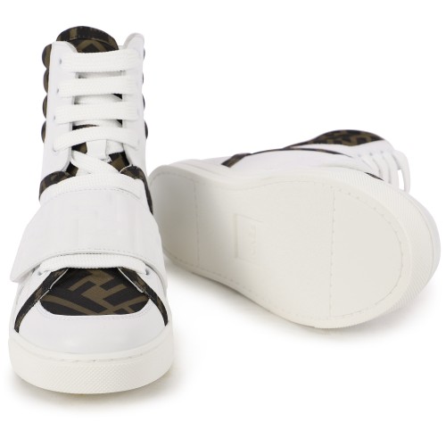 Ankle High FF Print Sneakers in White