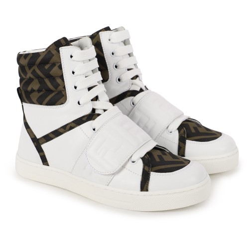 Ankle High FF Print Sneakers in White